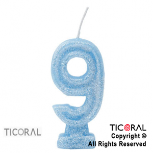 VELA NUMERO 9 CELESTE CON GIBRE HS2876-9 x 1